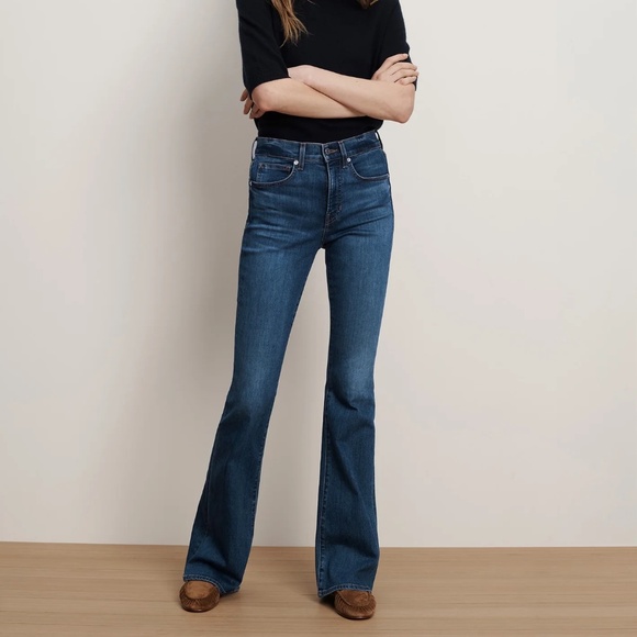 $298 Veronica Beard Blue Beverly Skinny Flare Jeans In Bright Blue Size 26 - Picture 1 of 11